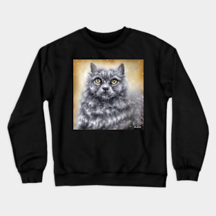 Painting of a Fluffy Blue Persian Cat Crewneck Sweatshirt